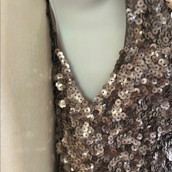 Amber Blue Gold Sequin Scoop Neck Mini Dress Cocktail size L - Picture 8 of 9